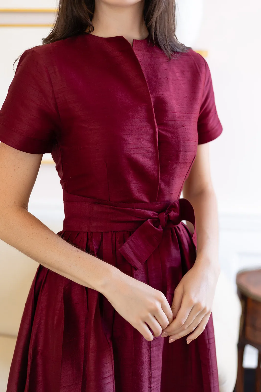 Kate Dress Dupioni - Burgundy sold by Julia Amory product image thumbnail 2