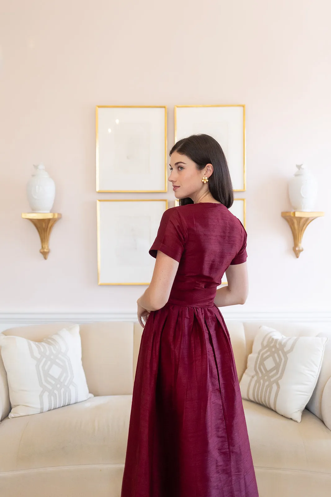 Kate Dress Dupioni - Burgundy sold by Julia Amory product image thumbnail 5