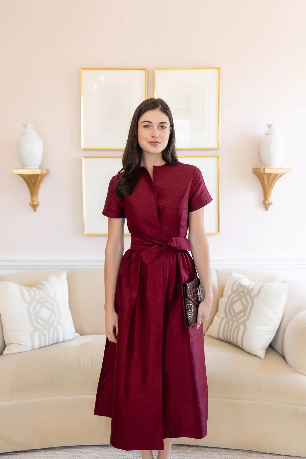 Kate Dress Dupioni - Burgundy sold by Julia Amory product image thumbnail 3