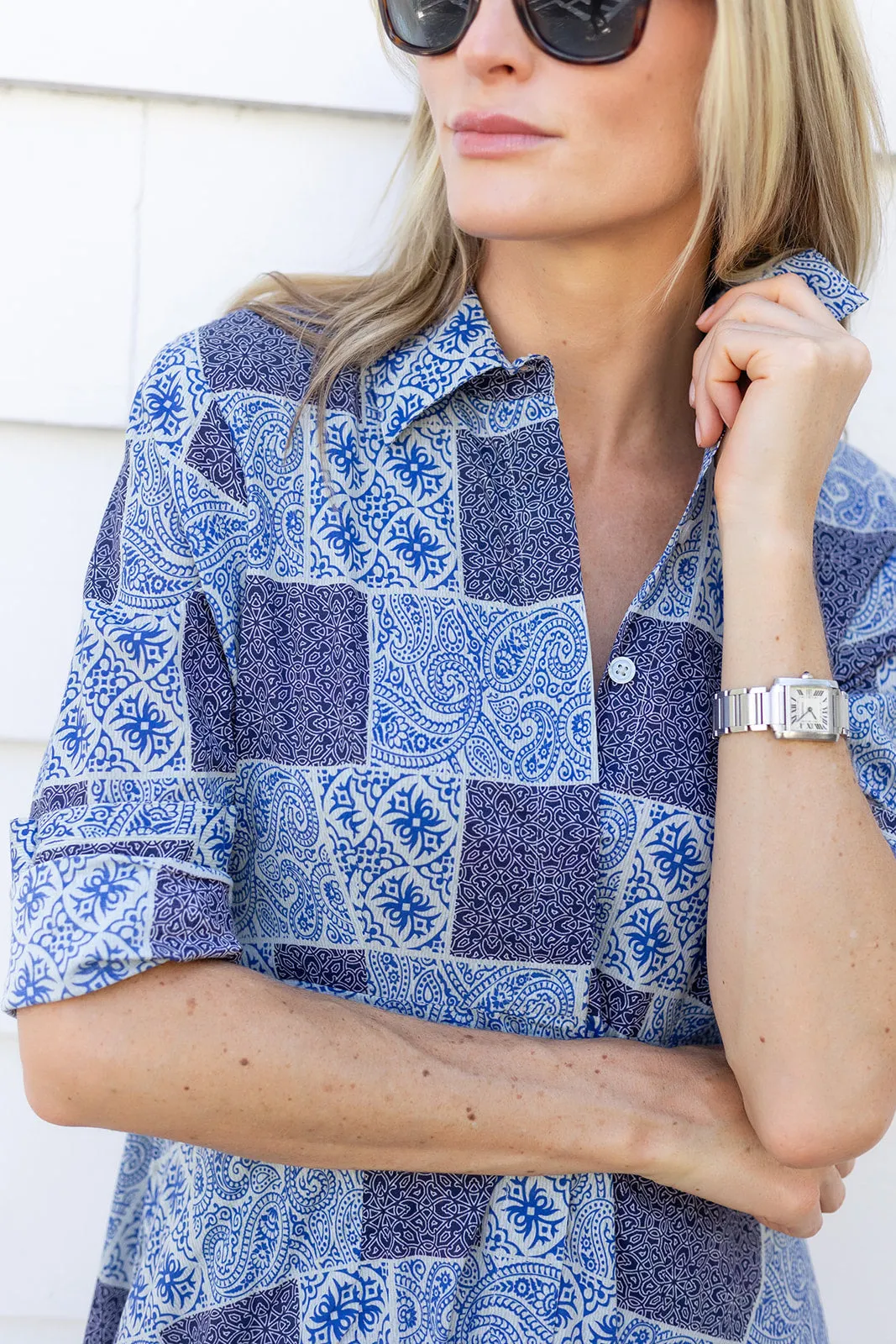 The JA Shirtdress - Peacoat Venetian Tile sold by Julia Amory product image thumbnail 2