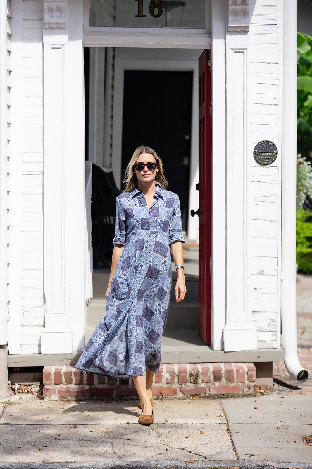 The JA Shirtdress - Peacoat Venetian Tile sold by Julia Amory product image thumbnail 4