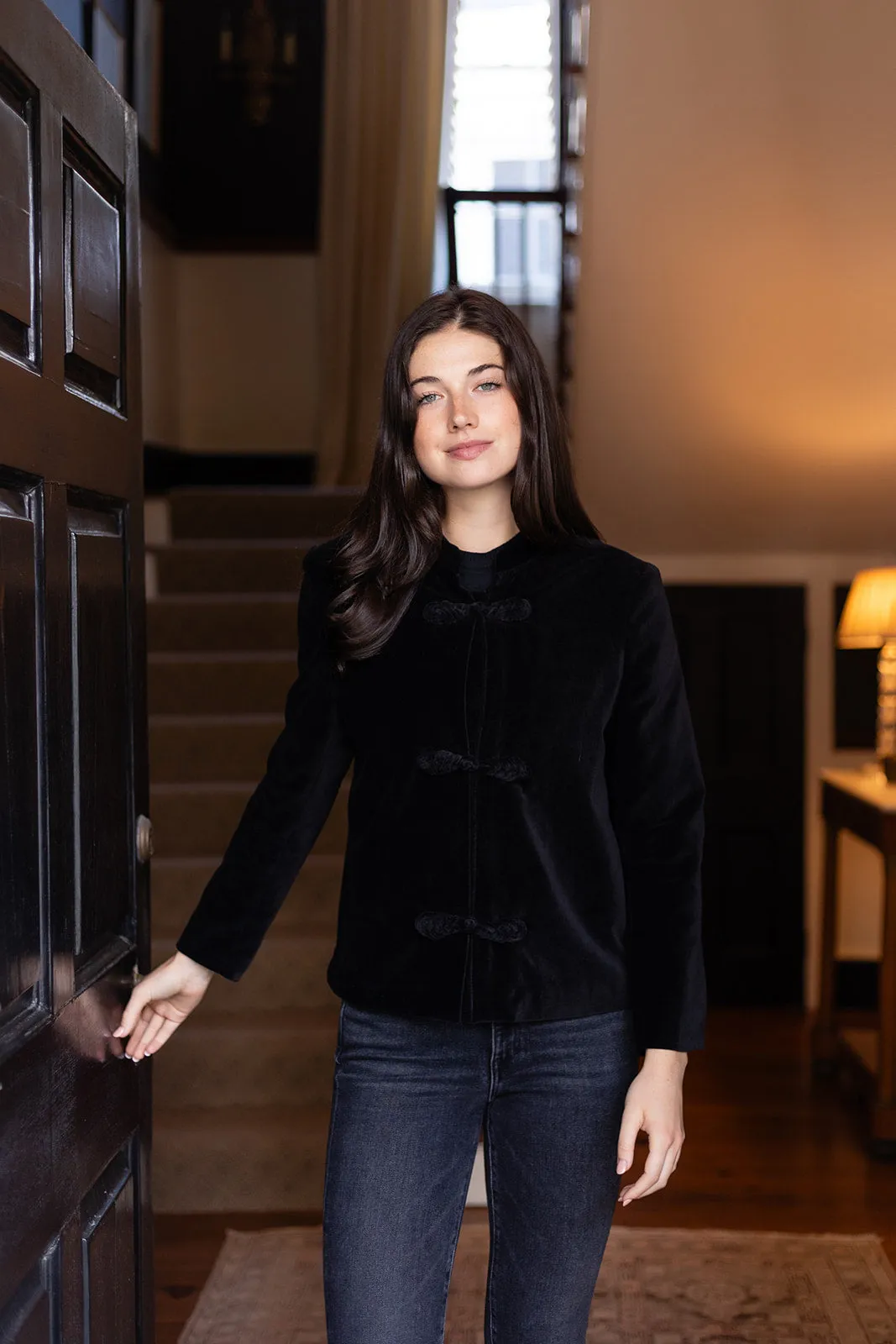 Mandarin Velvet Jacket - Noir sold by Julia Amory product image thumbnail 4