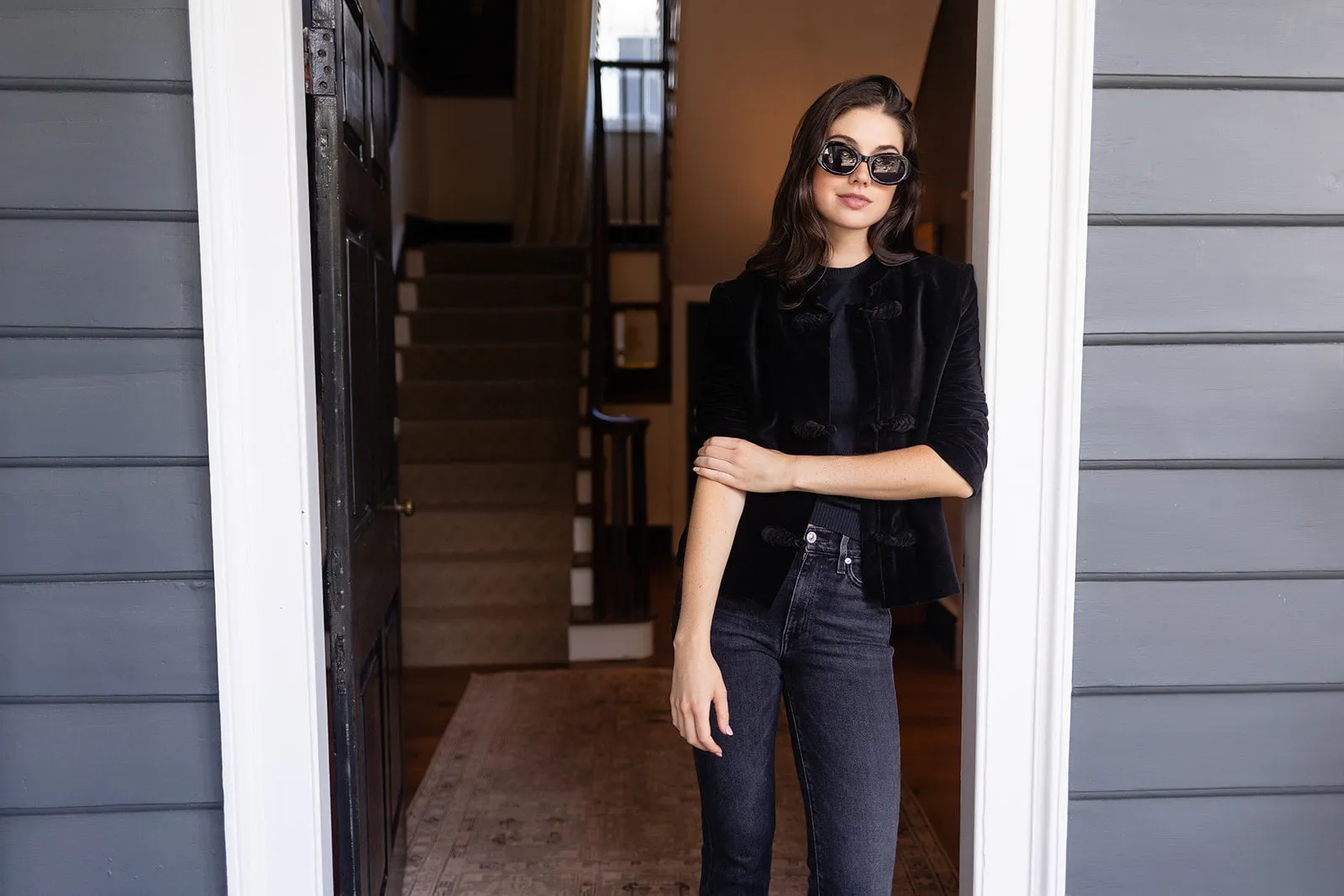 Mandarin Velvet Jacket - Noir sold by Julia Amory product image thumbnail 5