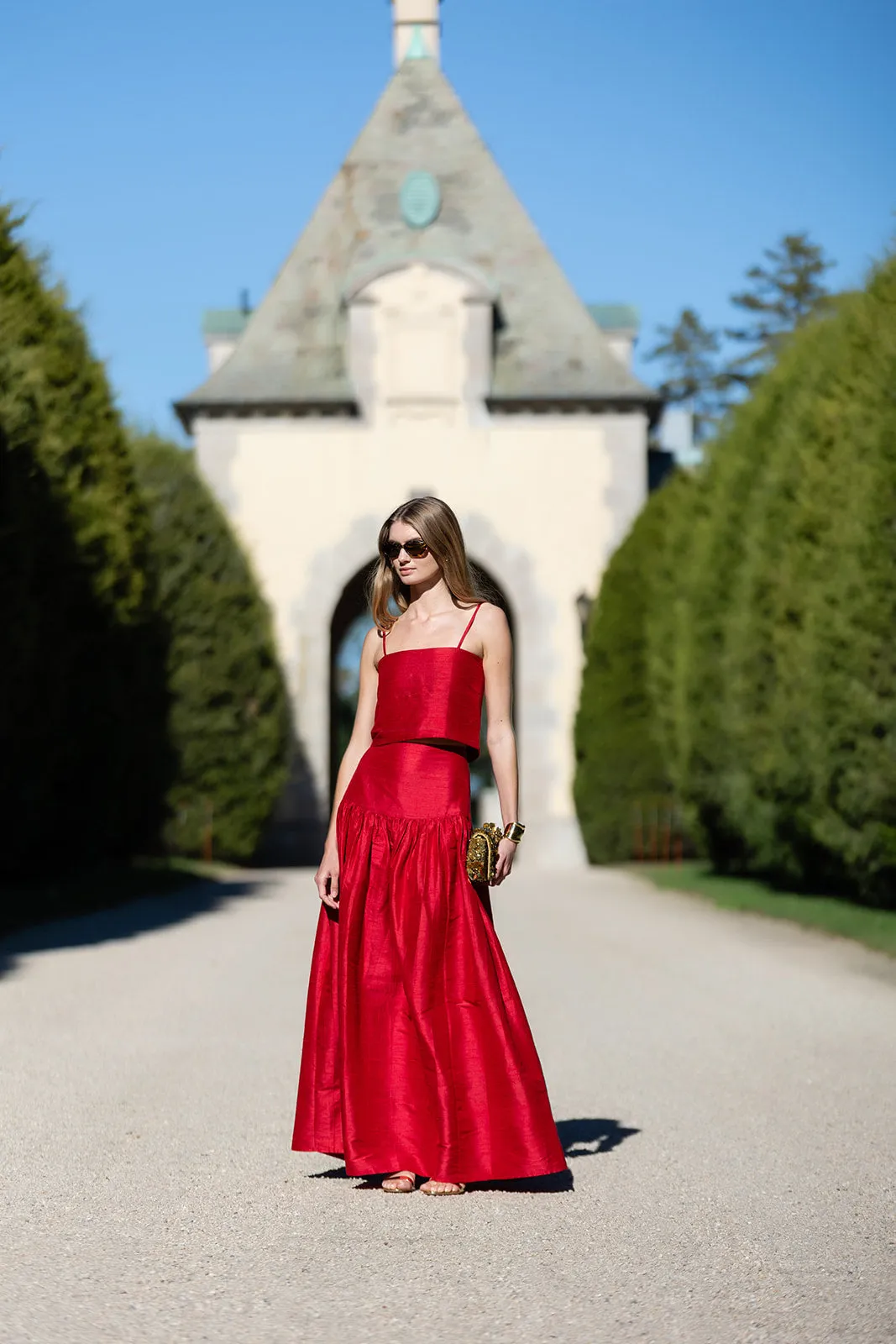 Circle Top Dupioni - Cranberry sold by Julia Amory