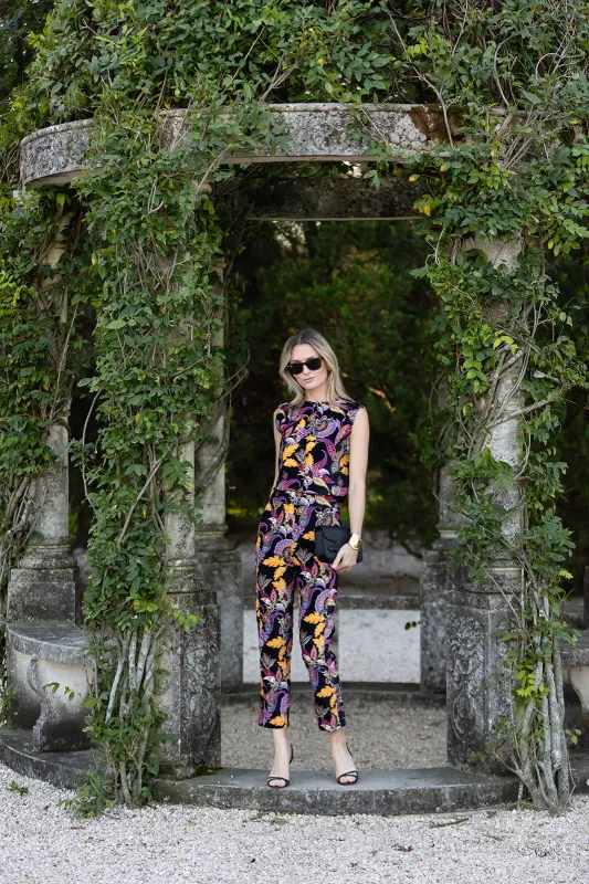 Jackie Pant Velvet - Noir Baroque Floral sold by Julia Amory