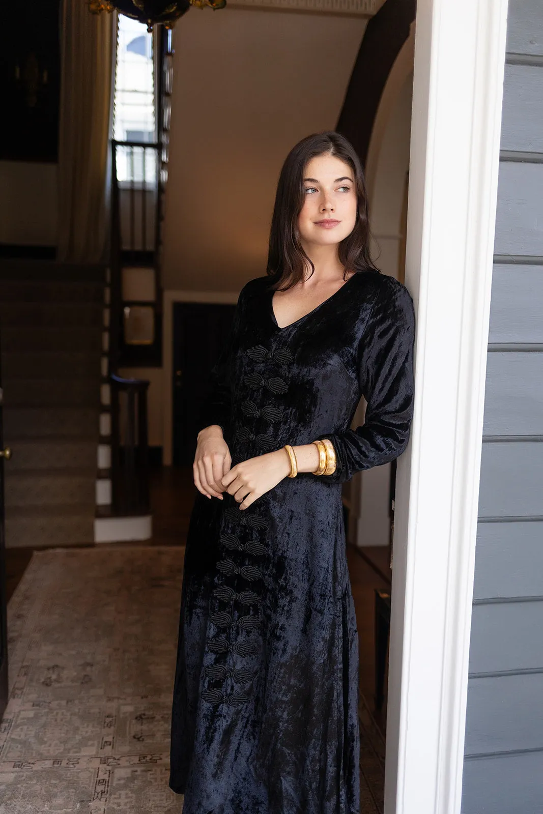 Chloe Caftan Velvet - Noir sold by Julia Amory product image thumbnail 3