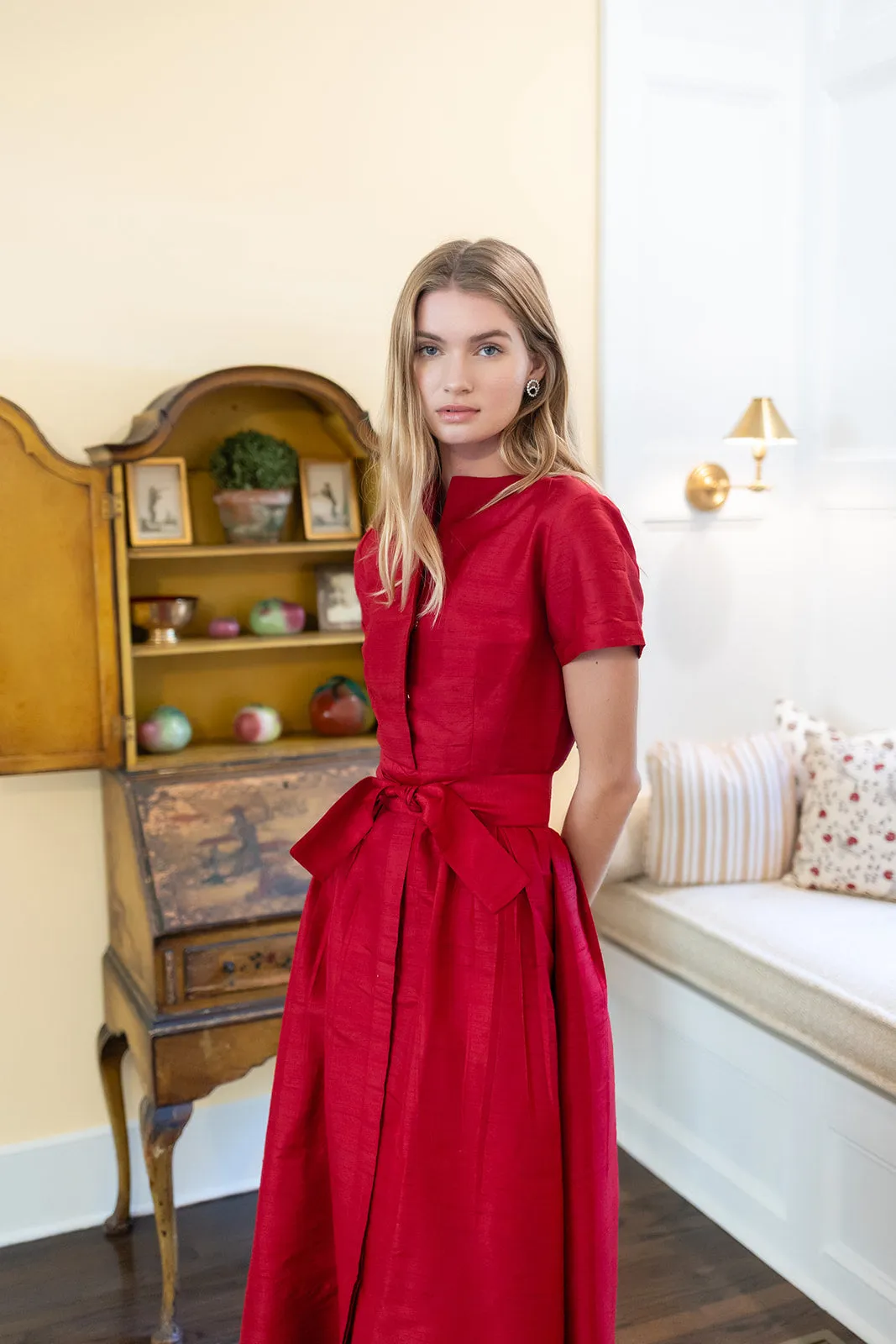 Kate Dress Dupioni - Cranberry sold by Julia Amory product image thumbnail 2