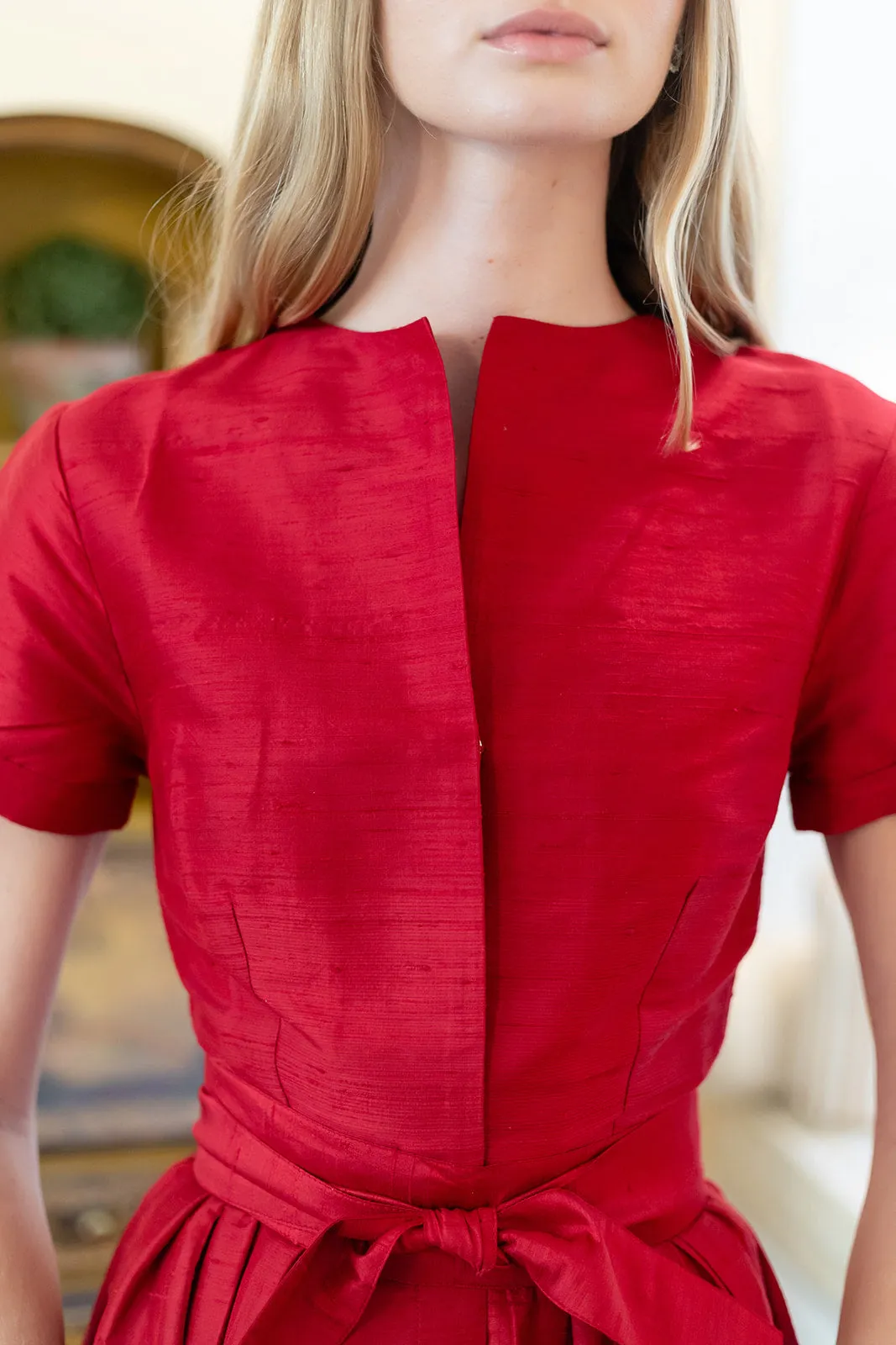 Kate Dress Dupioni - Cranberry sold by Julia Amory product image thumbnail 3