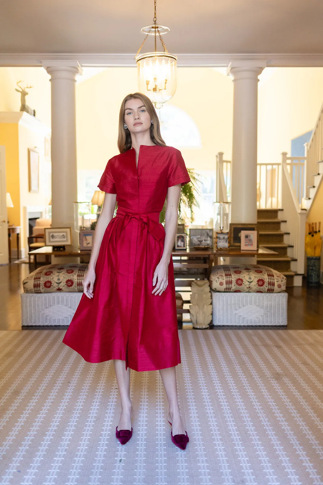 Kate Dress Dupioni - Cranberry sold by Julia Amory product image thumbnail 5