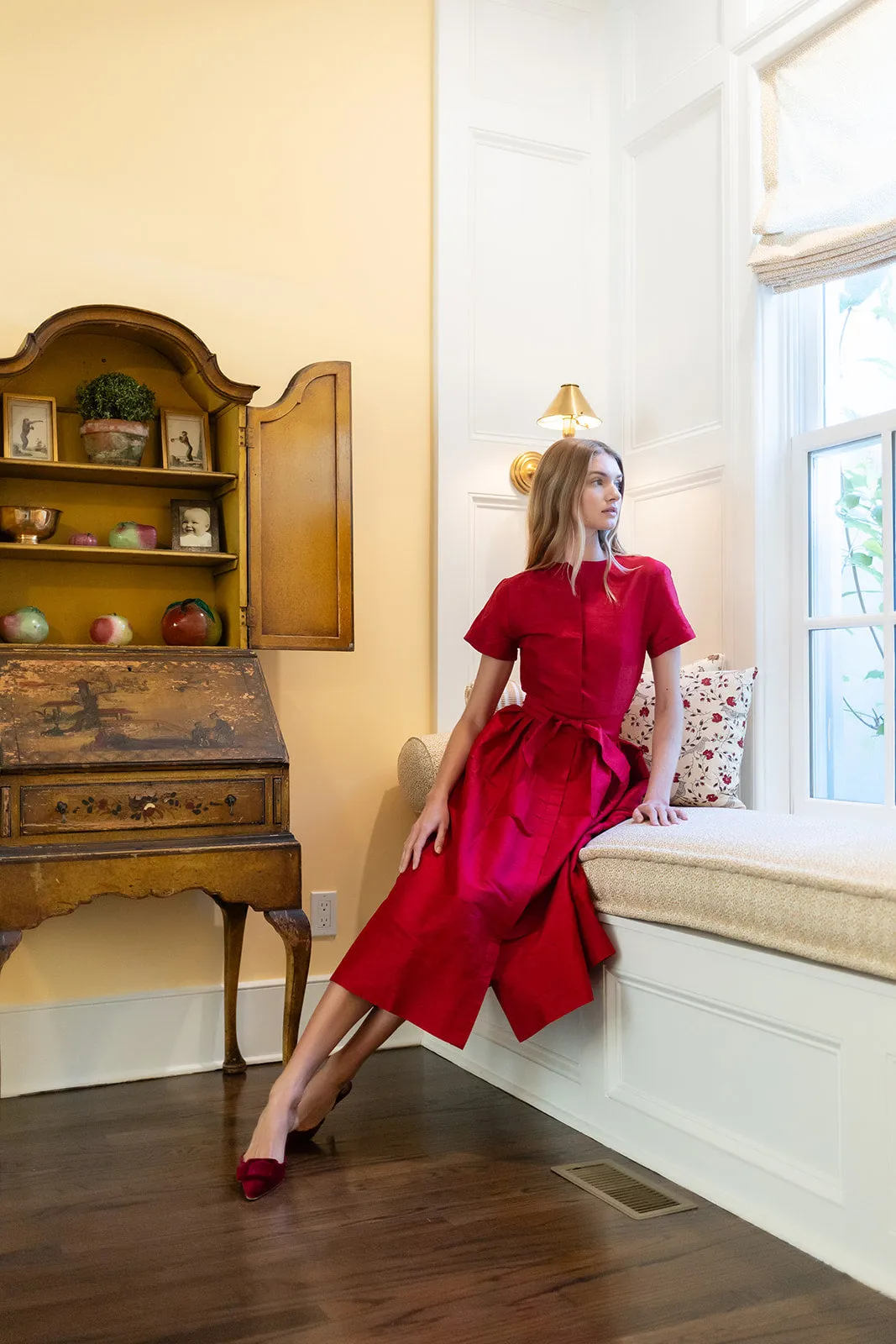 Kate Dress Dupioni - Cranberry sold by Julia Amory product image thumbnail 4