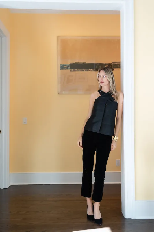 Camille Top Dupioni - Noir sold by Julia Amory