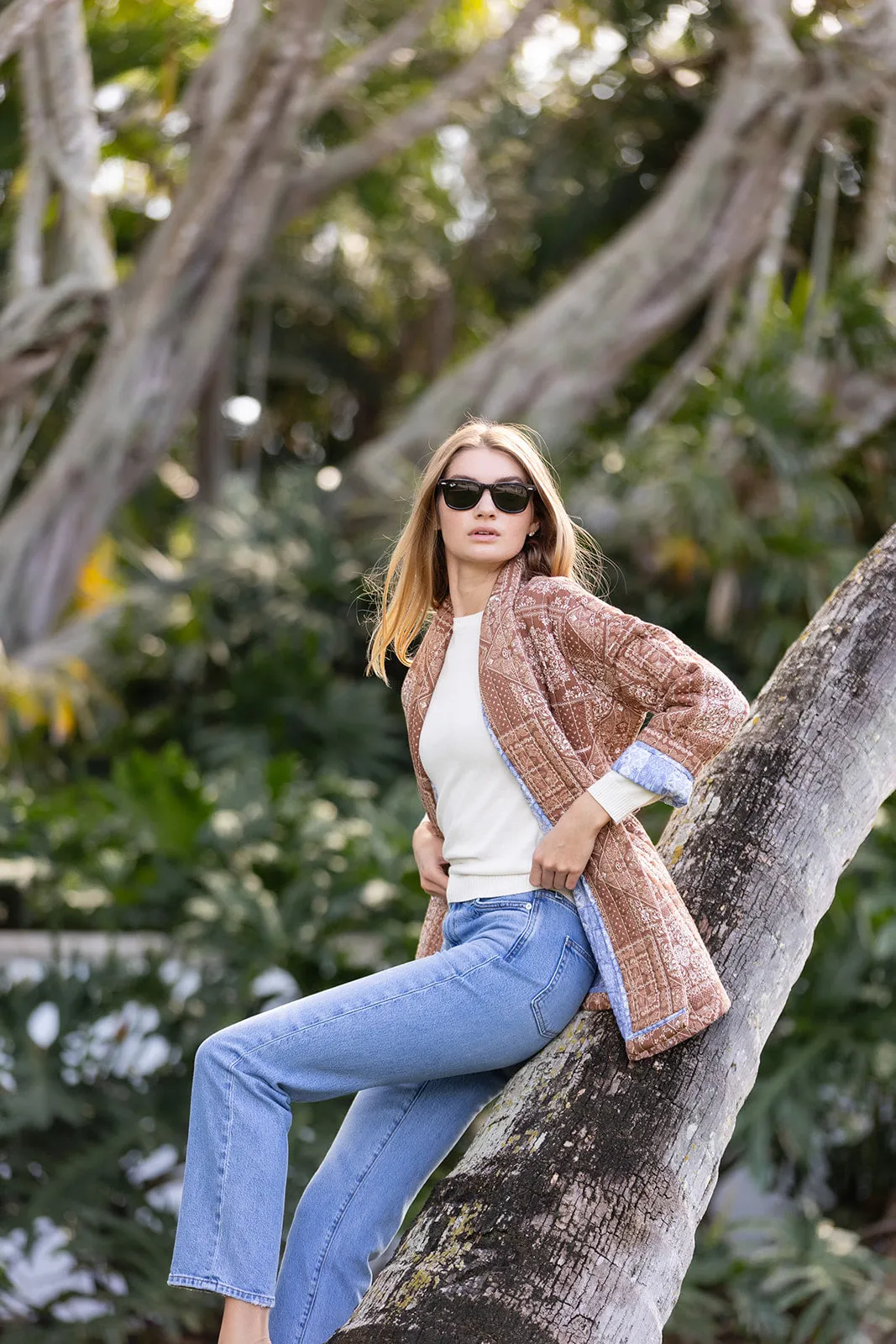 Hazel Wrap Jacket - Chestnut Diamond Bandana sold by Julia Amory product image thumbnail 4