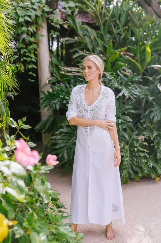 AERIN X JA Chloe Caftan - Blanc sold by Julia Amory