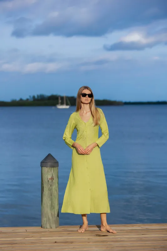 Chloe Caftan - Chartreuse sold by Julia Amory
