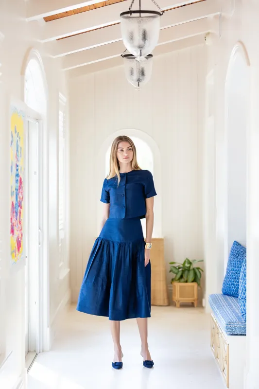 Circle Skirt Dupioni - Peacoat sold by Julia Amory