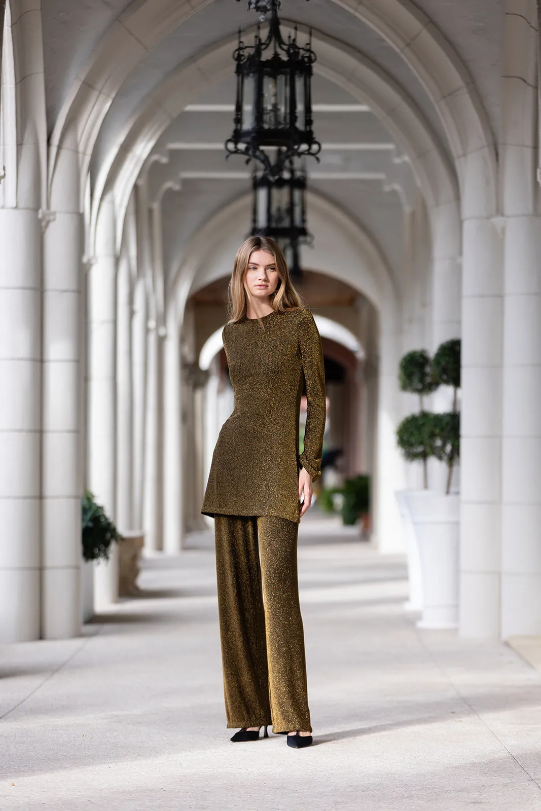 Long Sleeve Metallic Tunic - Gold sold by Julia Amory product image thumbnail 2