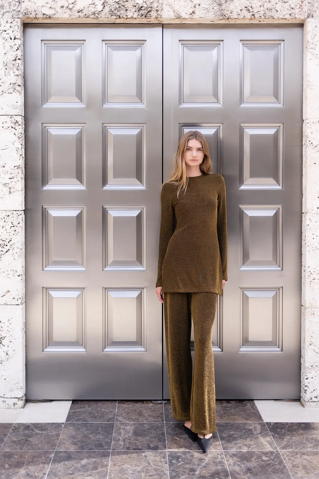 Long Sleeve Metallic Tunic - Gold sold by Julia Amory product image thumbnail 5
