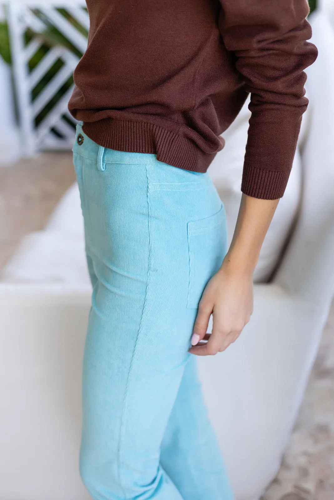 Bell Pant Corduroy - Dusty Aqua sold by Julia Amory product image thumbnail 5