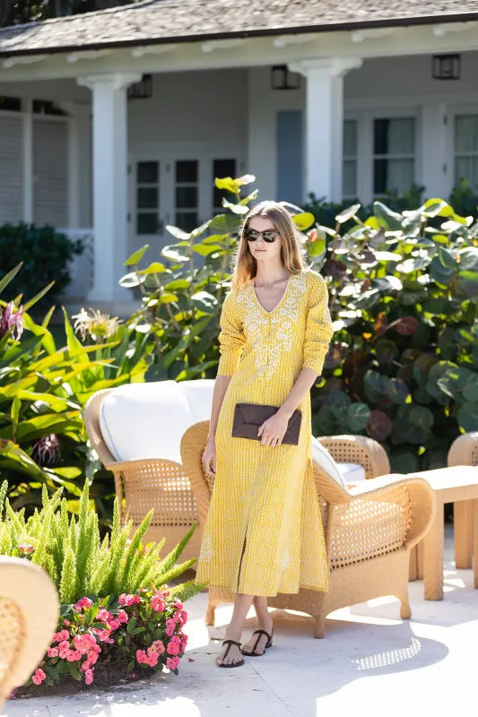 Chloe Caftan Printed - Saffron Alsatian Vine sold by Julia Amory