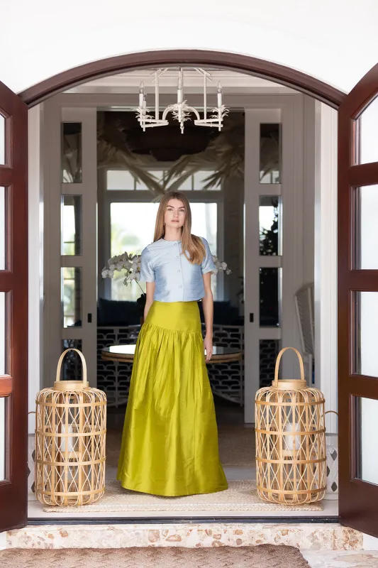 Luna Skirt Dupioni - Pear sold by Julia Amory