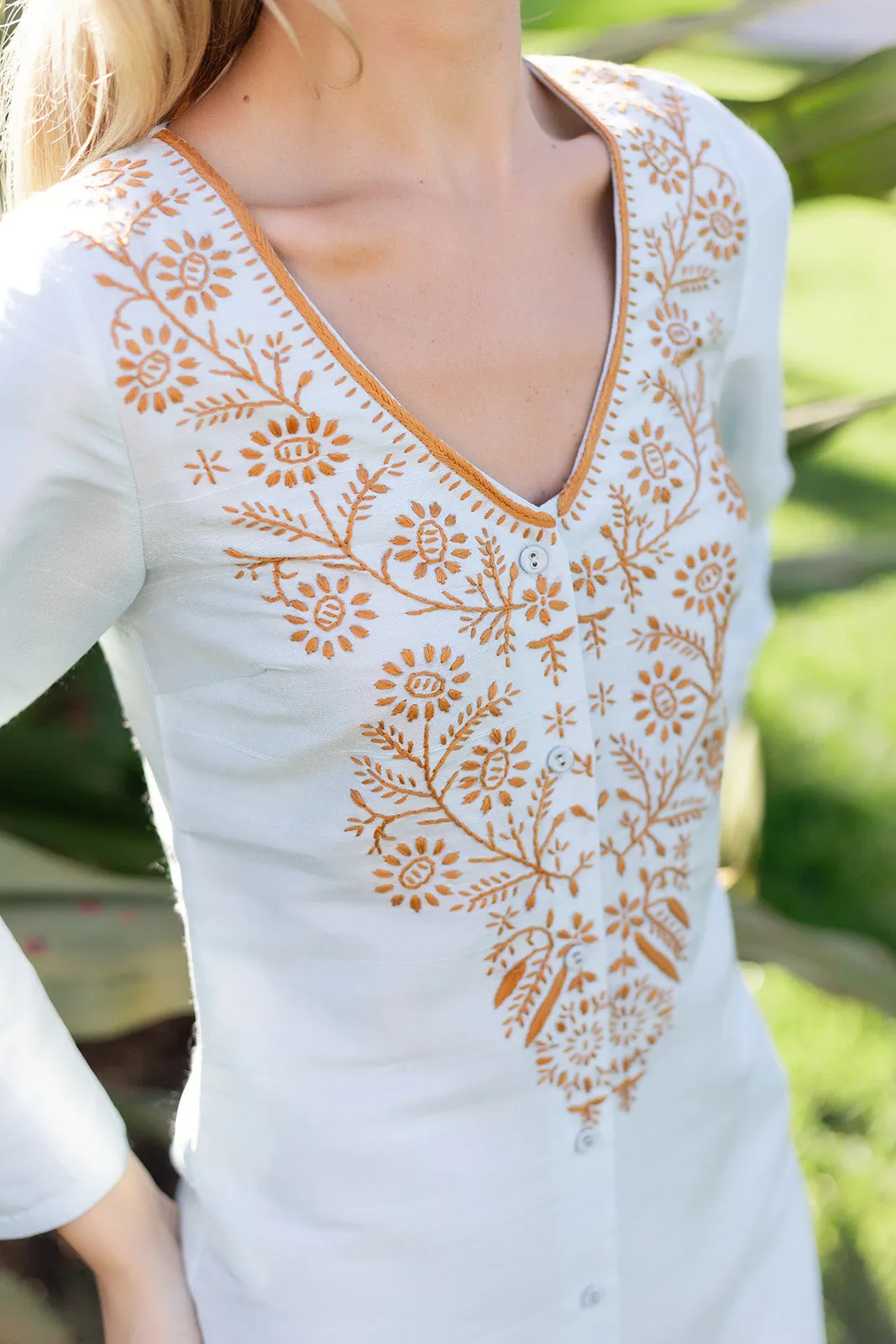 Chloe Caftan Dupioni - Pale Aqua sold by Julia Amory product image thumbnail 3