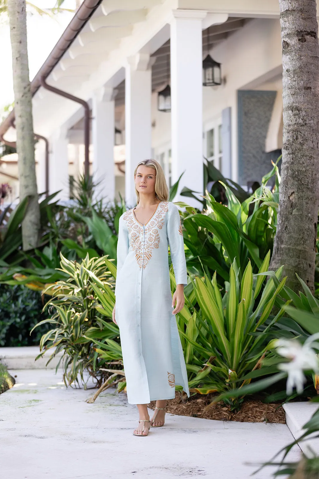 Chloe Caftan Dupioni - Pale Aqua sold by Julia Amory product image thumbnail 5