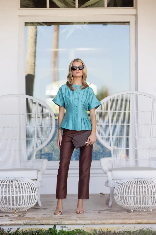 Sabrina Top - Dusty Aqua sold by Julia Amory