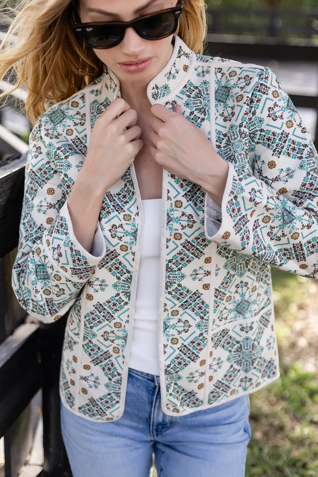 Emilia Jacket - Ecru Domino Tile sold by Julia Amory product image thumbnail 2