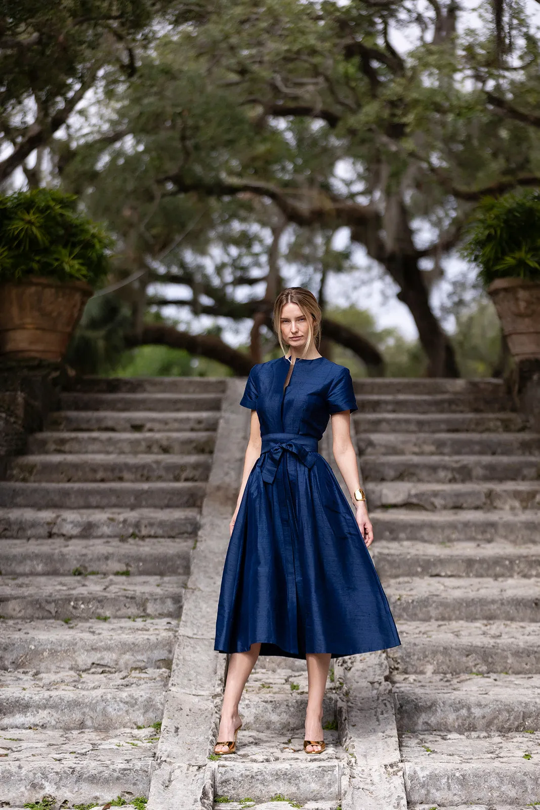 Kate Dress Dupioni - Peacoat sold by Julia Amory product image thumbnail 5