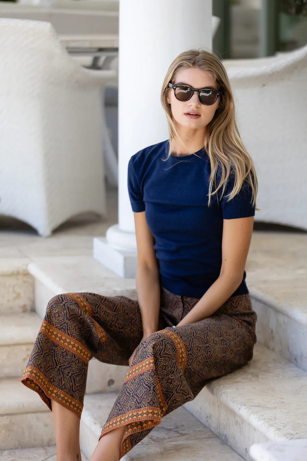 Tessa Pant Twill - Peacoat Cordoba Quatrefoil sold by Julia Amory product image thumbnail 4