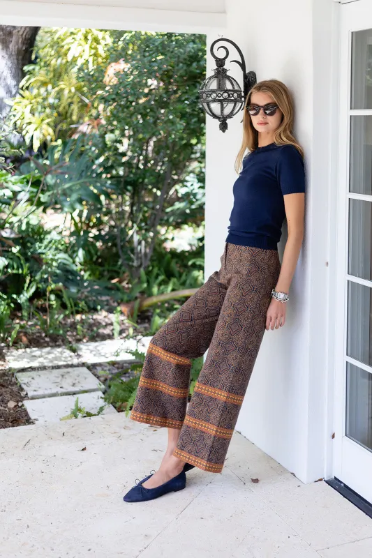 Tessa Pant Twill - Peacoat Cordoba Quatrefoil made by Julia Amory