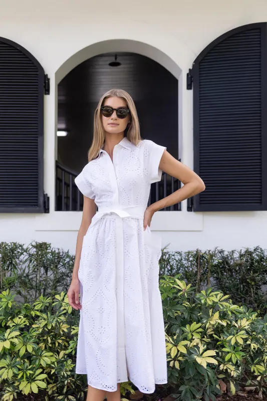 Betty Dress Eyelet - Blanc made by Julia Amory