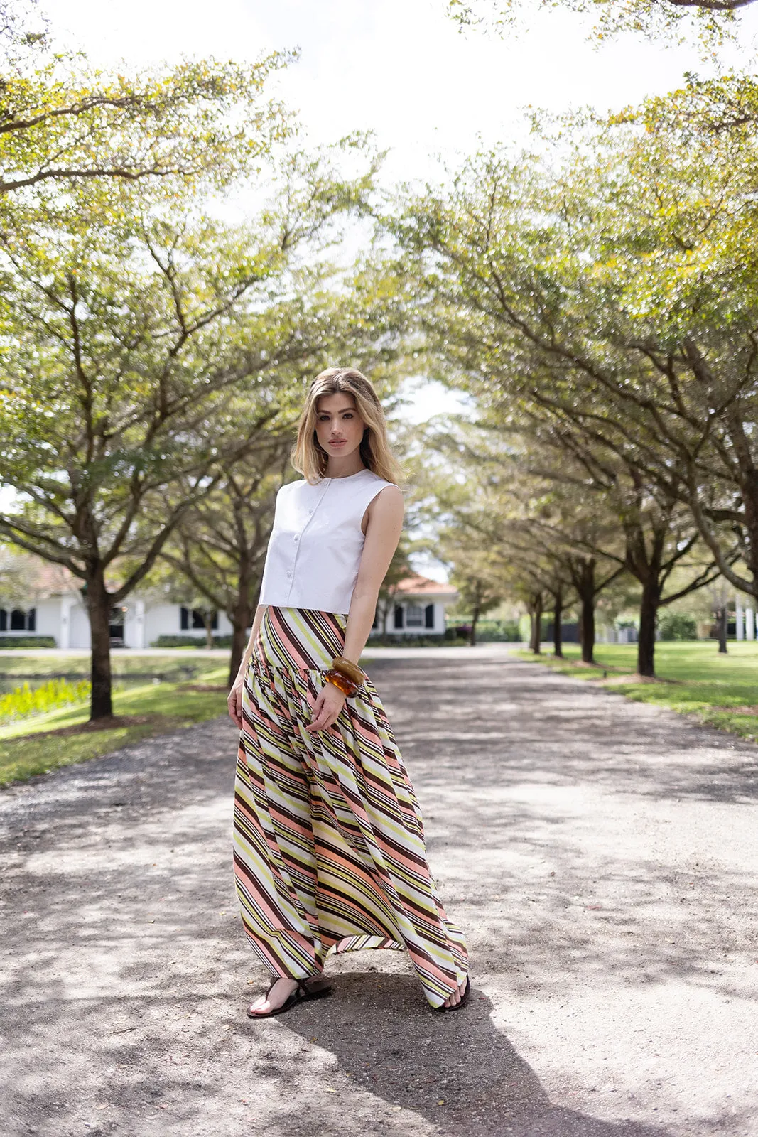Luna Skirt Poplin - Sherbet Bande sold by Julia Amory