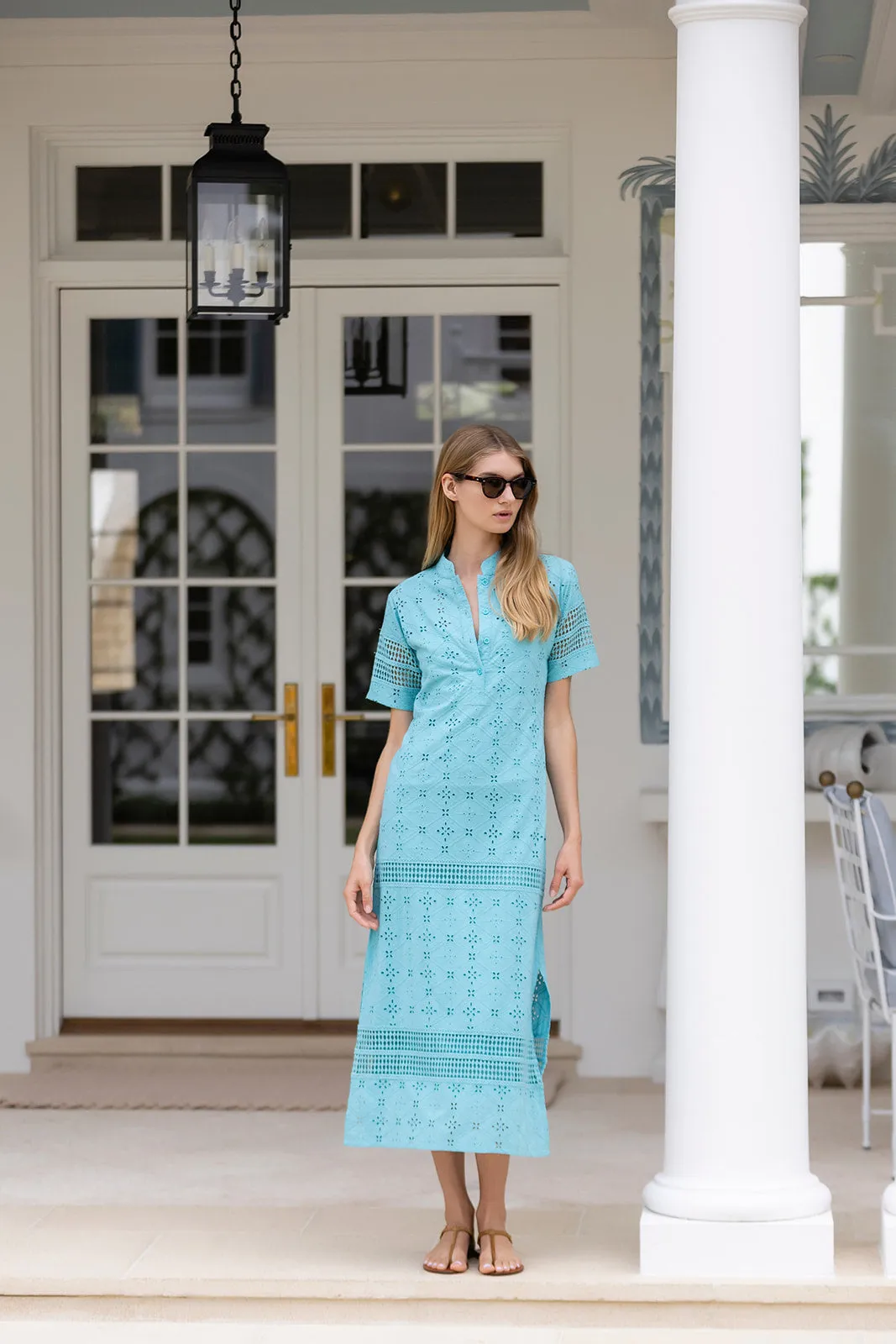 Short Sleeve Majorelle Eyelet - Dusty Aqua sold by Julia Amory product image thumbnail 5