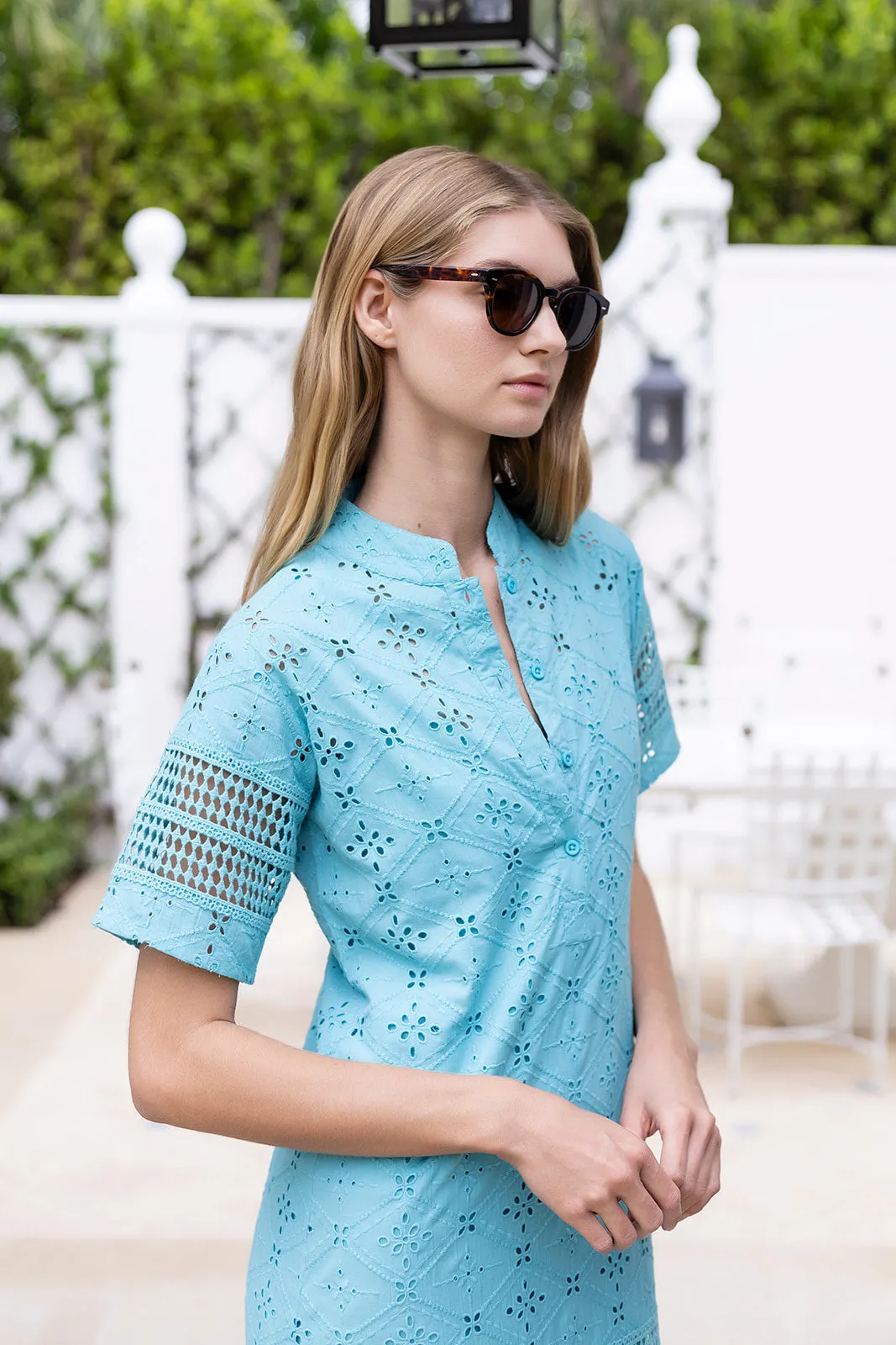 Short Sleeve Majorelle Eyelet - Dusty Aqua sold by Julia Amory product image thumbnail 2