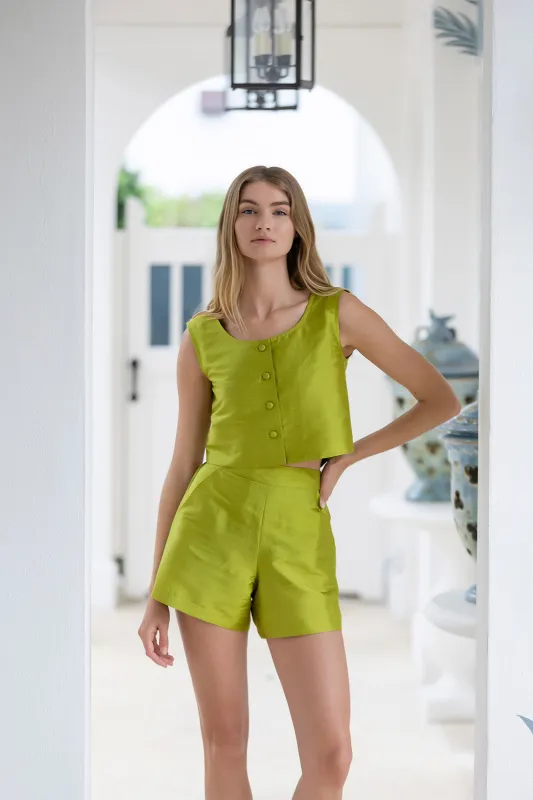 Blake Top Dupioni - Pear made by Julia Amory