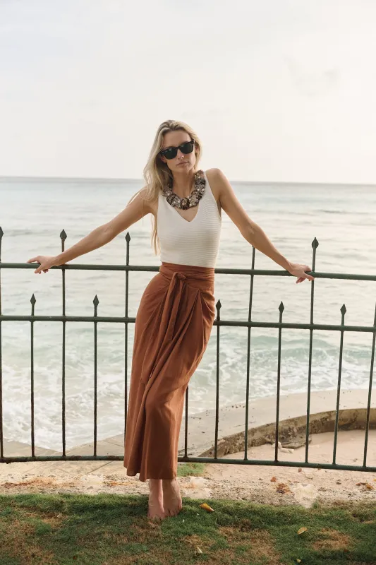 Cartagena Skirt Linen - Mocha made by Julia Amory