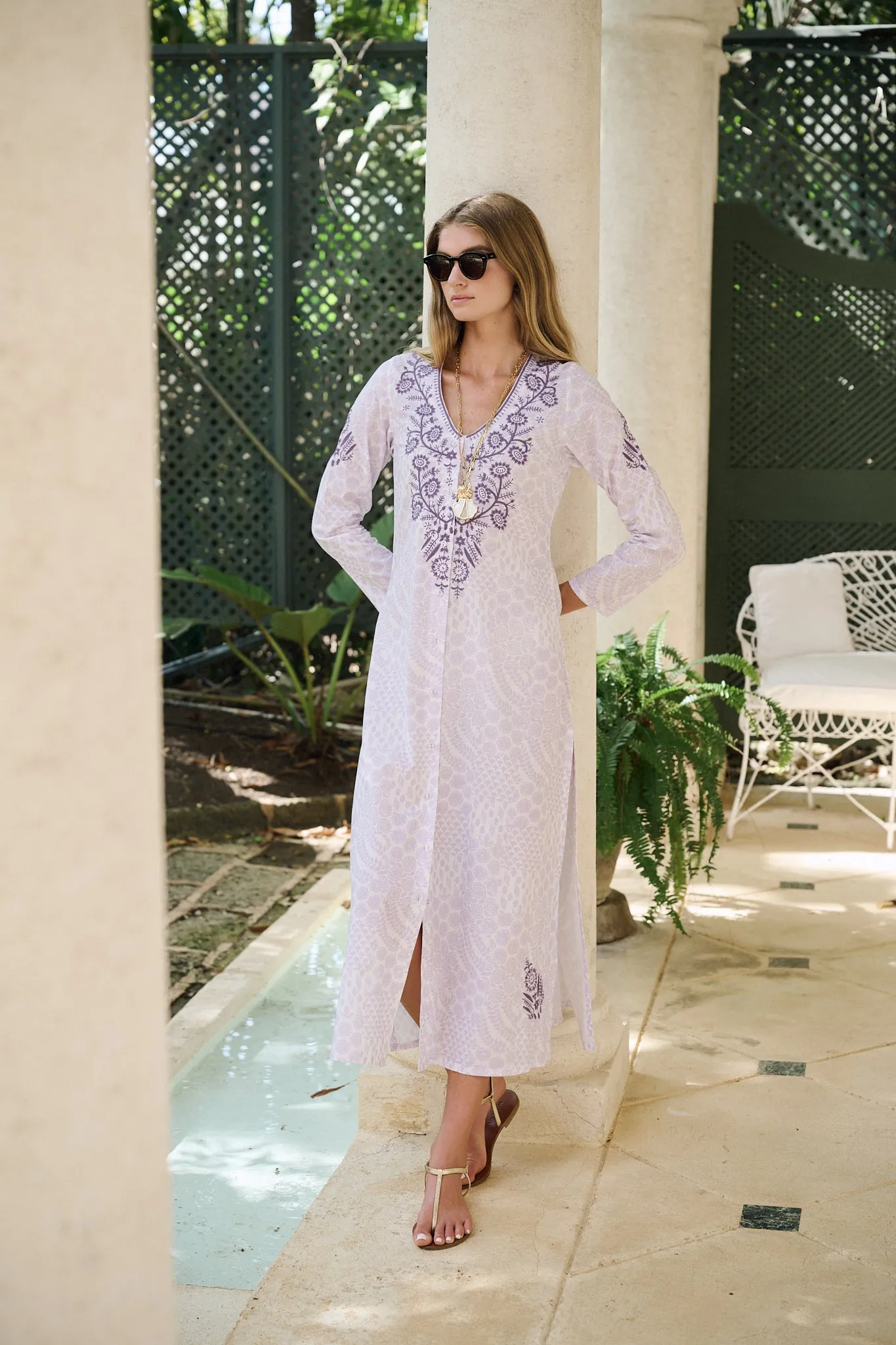 Chloe Caftan Cotton - Lavender Mosaic sold by Julia Amory product image thumbnail 4