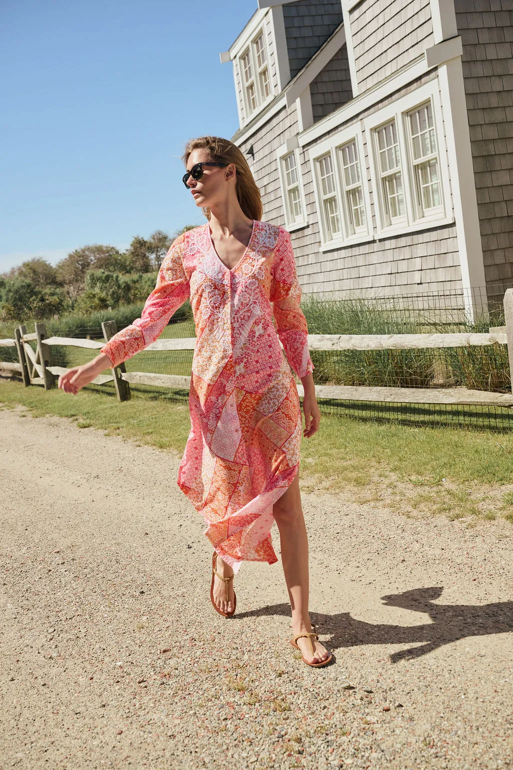 Chloe Caftan Cotton - Sunset Zigzag sold by Julia Amory product image thumbnail 3