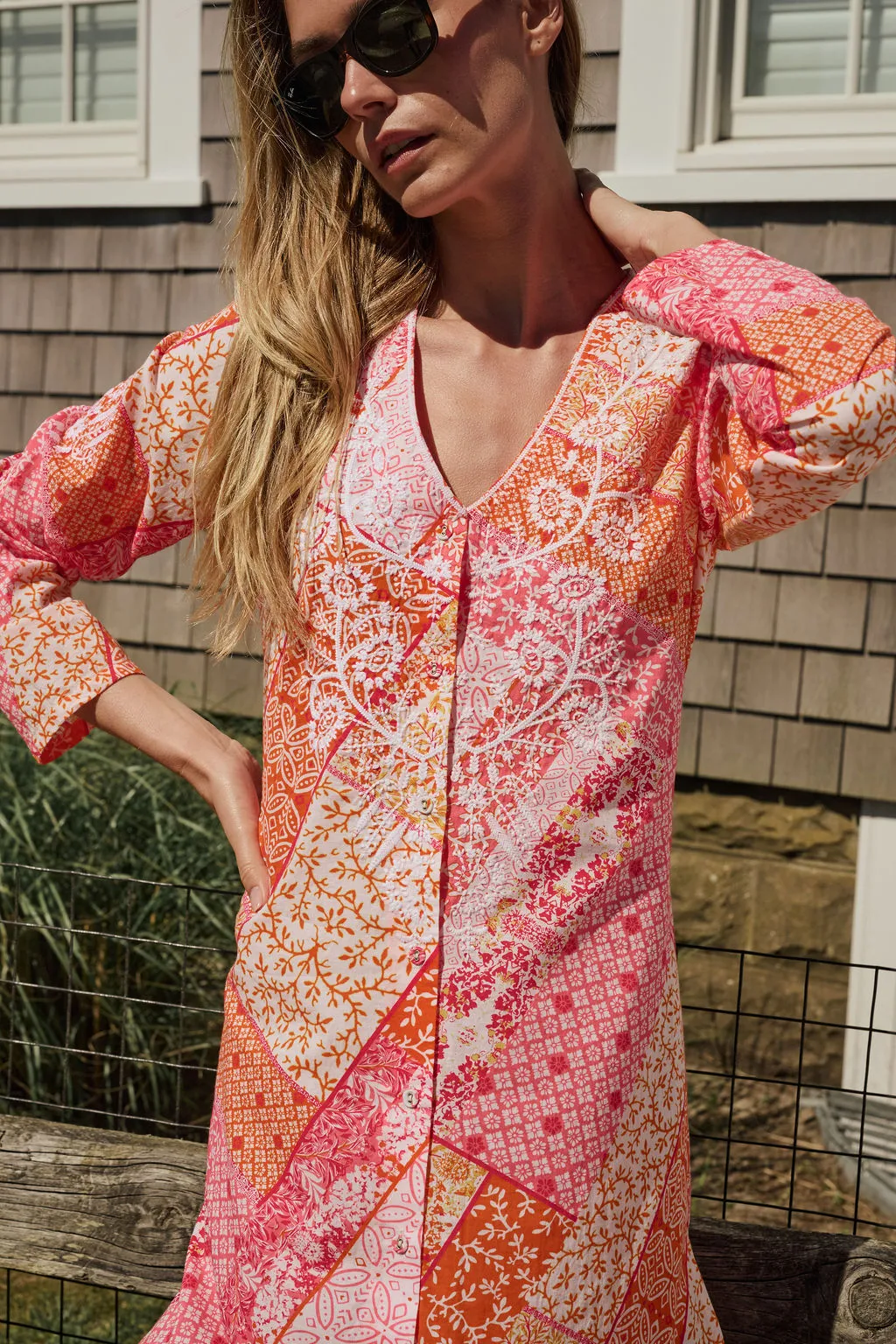 Chloe Caftan Cotton - Sunset Zigzag sold by Julia Amory product image thumbnail 2