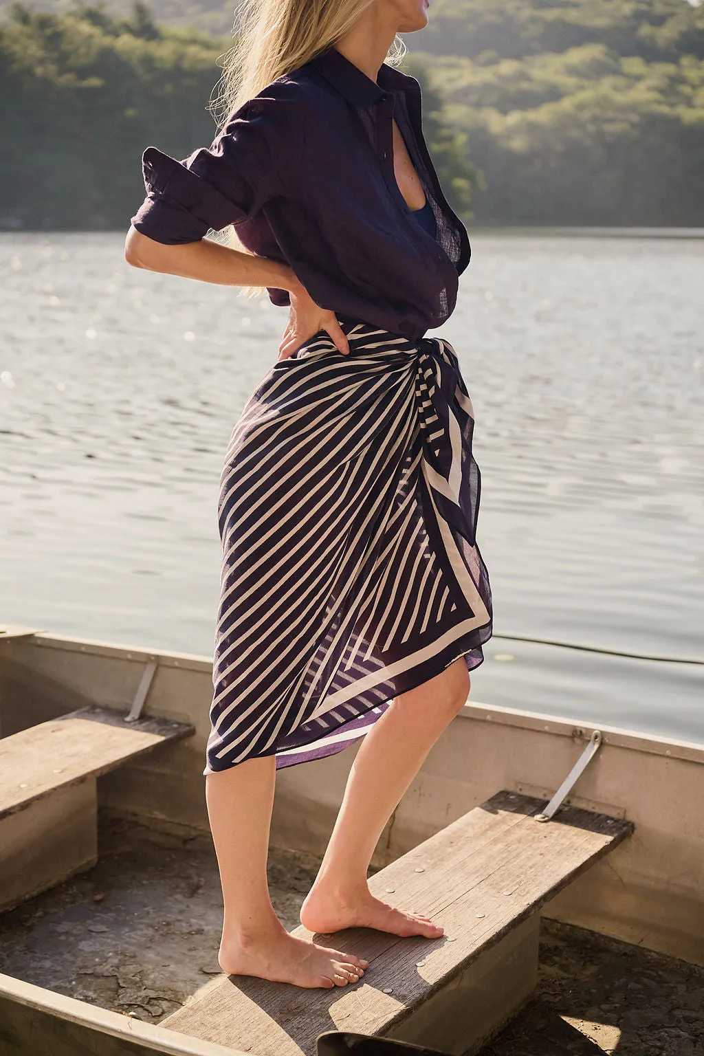 Tropez Pareo - Peacoat Bande sold by Julia Amory product image thumbnail 5