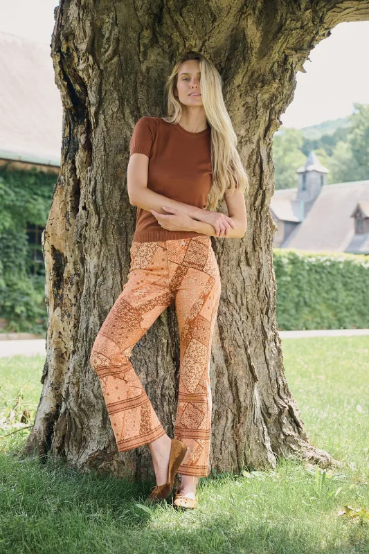 Bell Pant Twill - Mocha Zigzag made by Julia Amory