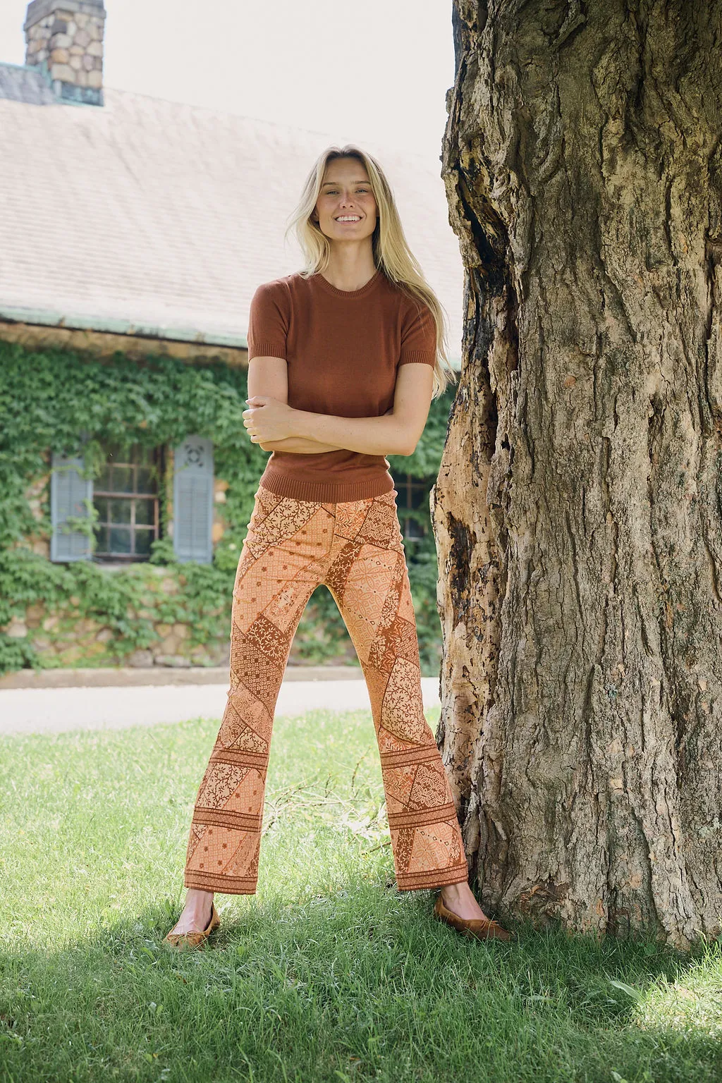 Bell Pant Twill - Mocha Zigzag sold by Julia Amory product image thumbnail 2