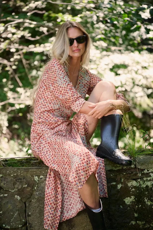 Chloe Caftan Cotton - Rust Petit Paisley made by Julia Amory