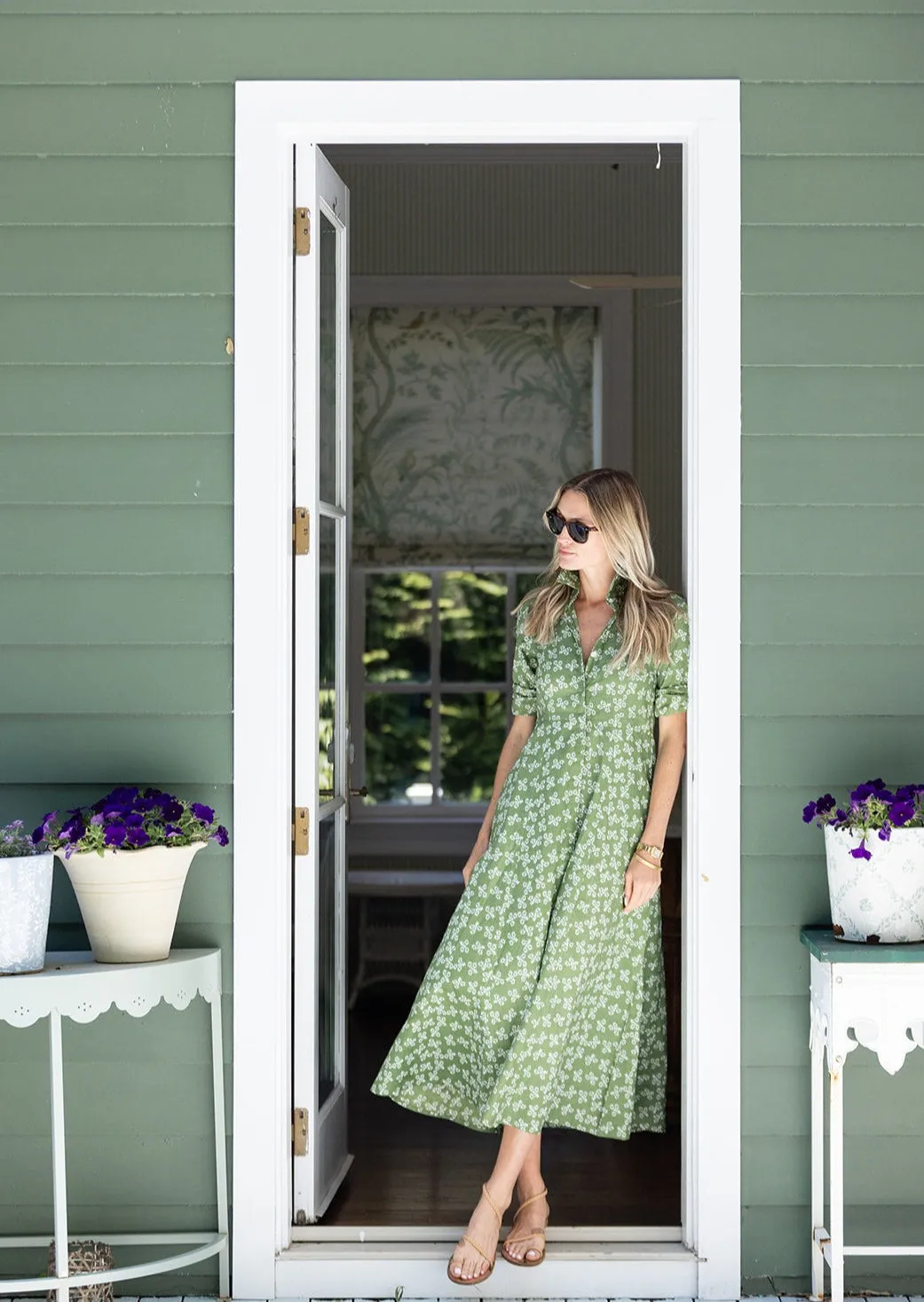 The JA Shirt Dress - Moss Petite Fleur sold by Julia Amory