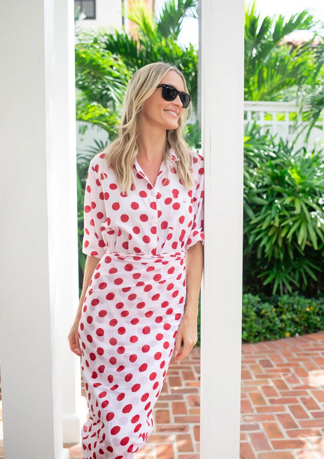 The JA Husband Shirt - Noel Rouge Polka Dot sold by Julia Amory product image thumbnail 2
