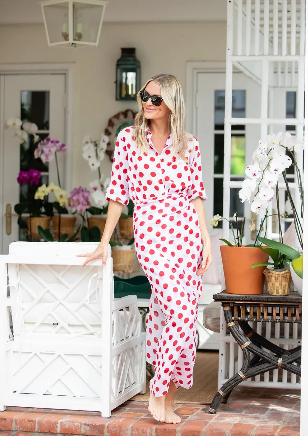 The JA Husband Shirt - Noel Rouge Polka Dot sold by Julia Amory product image thumbnail 3