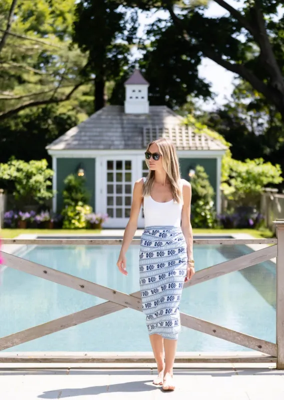 Chambray Mustique Stripe Pareo sold by Julia Amory