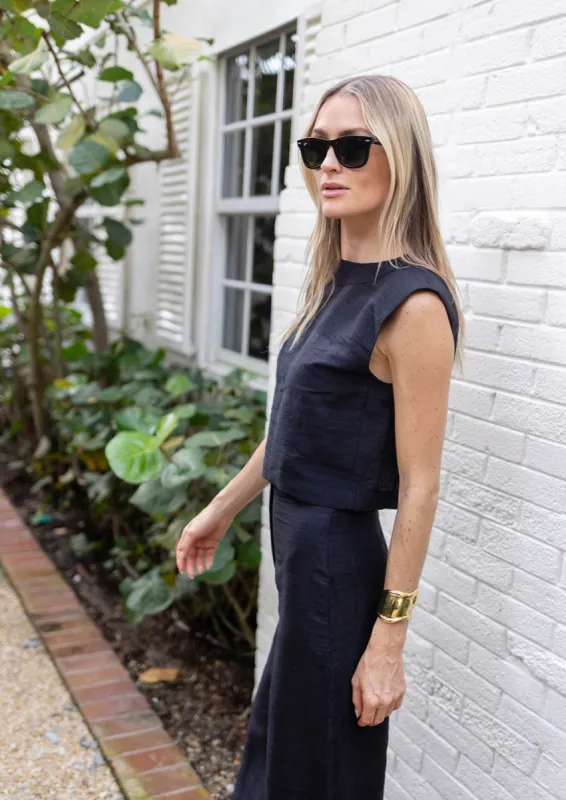 Slim Top Dupioni - Noir sold by Julia Amory