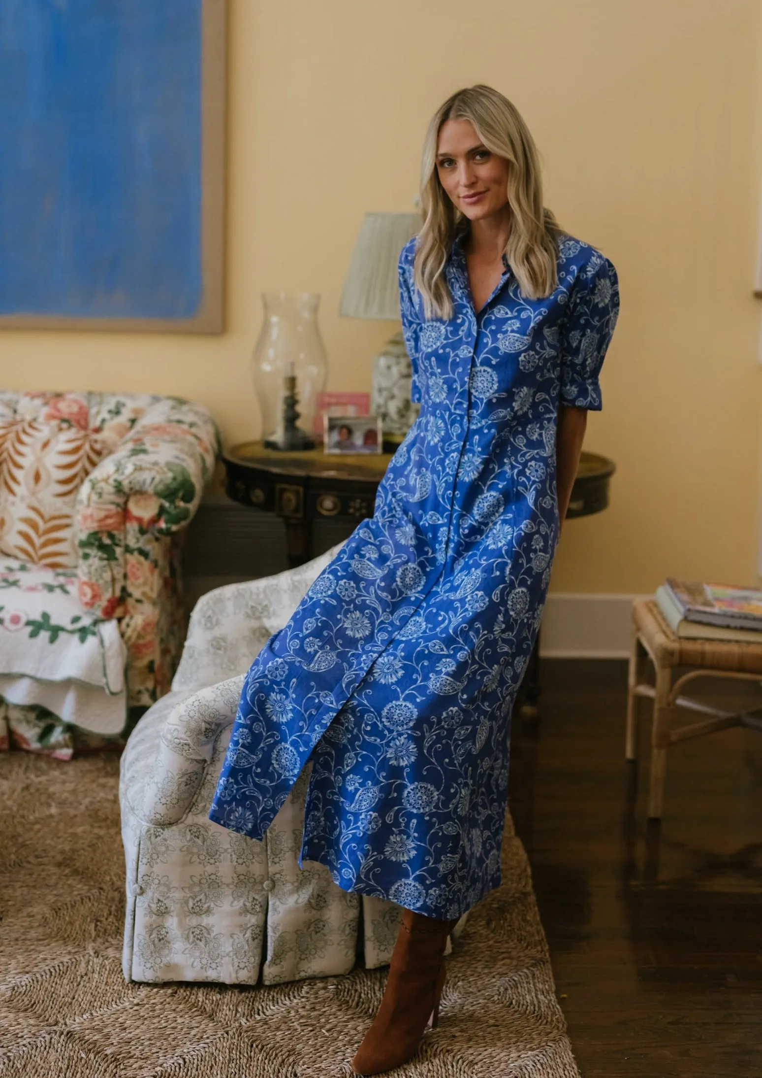 The JA Shirt Dress - Cobalt Petunia sold by Julia Amory product image thumbnail 4